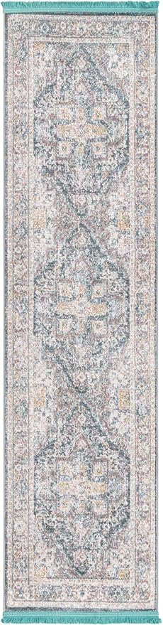 Unique Loom Baracoa Collection Area Rug - Prado (2' x 8' Runner, Gray/ Blue)