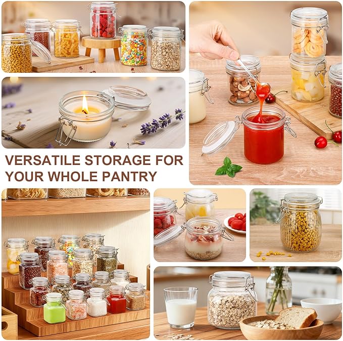 6 Pack Spice Jars, 25 oz Glass Containers with Airtight Lids, Small Herb Jars with Labels for Kitchen Storage