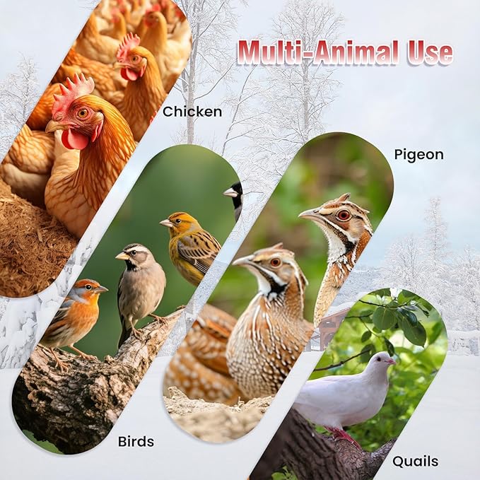 Heated Chicken Waterer, 3.2 Gallon Chickens Poultry Waterer with Nipples, Height Adjustable & Detachable Stand, All-Season Chicken Coop Waterers, Chicken Water Heater (12L, Red Cover)