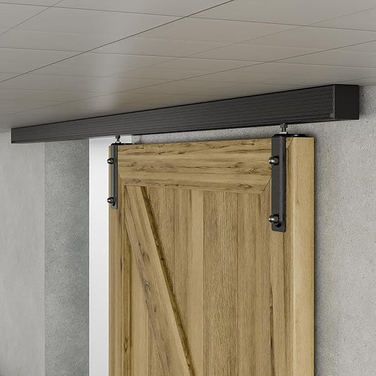 72"/6FT Ceiling Mount Box Rail Barn Door Hardware Heavy Duty Sliding Barn Door Track, Aluminium Alloy Kit for Single Door (No Door)