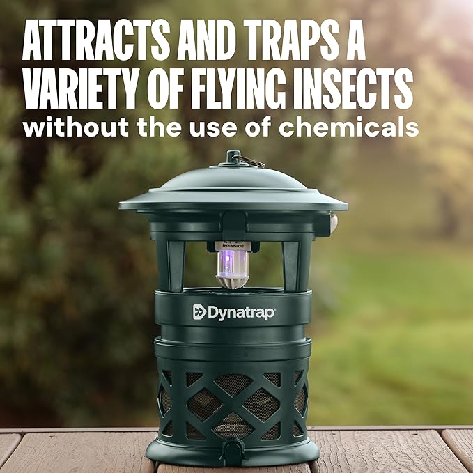 DynaTrap DT1130-GRSR 1/2 Acre Mosquito & Flying Insect Outdoor Trap and Killer – Kills Mosquitoes, Flies, Wasps, Gnats, & Other Flying Insects - Bug Zapper Alternative – Green