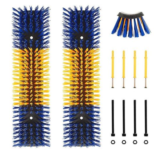 Livestock Scratch Brush for Cattle, Horses, Goats, Cow, Durable Scratching & Massage Grooming Tool for Healthy Coat, Relieves Itching, Easy Install on Fence Posts(2pcs, Yellow)