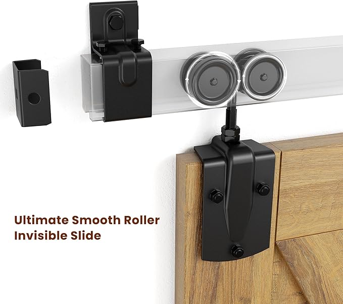 SMARTSTANDARD 10FT Box Rail Hardware - Exterior Barn Door Hardware Kit,Sliding Barn Door Hardware,Heavy Duty Wall Mount Kit,Fit Indoor and Exterior Door,Easy to Install(Widest to 60" Wide Door)
