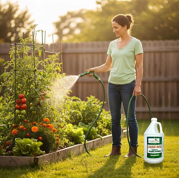 GS Plant Foods Liquid Kelp Fertilizer – Suitable for Organic Growing, OMRI Listed Seaweed Concentrate for Lawns, Gardens & Soil - 1 Gallon (Makes Up To 800+ Gallons)