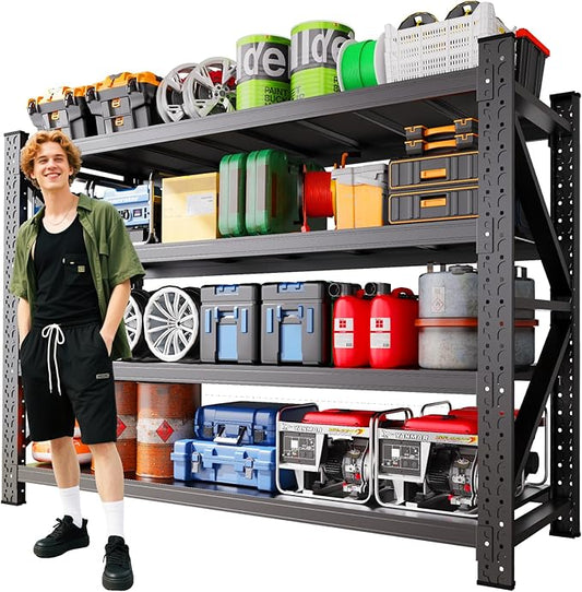 70''W Garage Shelving Heavy Duty 5-Tier Adjustable Storage Shelves Unit,7000 LBS Metal Utility Rack Shelf for Industries, Warehouses, Basement,Black (70''H x 70''W x 24''D)