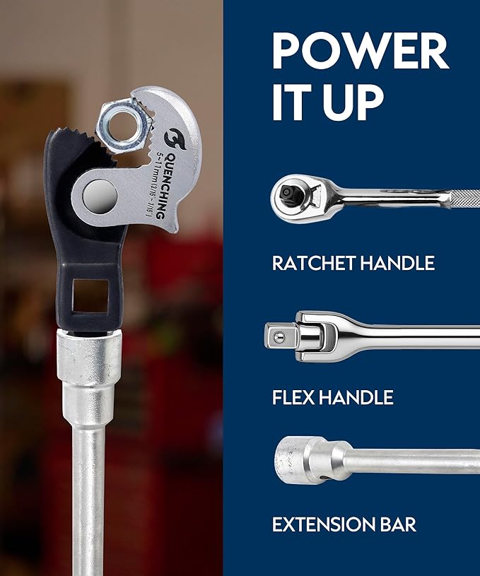 Self-Adjusting Crowfoot Wrench Set – 3-Piece Kit Fits 1/4", 3/8", 1/2" Drives, Covers 5–32mm, Replaces Multiple Fixed-Size Wrenches