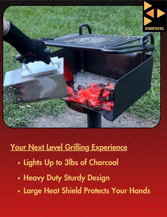 Charcoal Chimney Starter XL & Fire Starter set, Heavy Duty xl Charcoal Starter for charcoal grill (XXL Size) & Natural Wooden Fire starters for campfires (130 PCS); use for charcoal grill, BBQ.