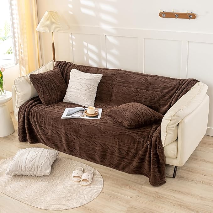 YUSOKI Sherpa Twin XL Blanket(Without Pillows)-3D Stylish Design Super Soft Blankets for Teen Girls Women Couch Bed Sofa Chair Men Boys Gift(Brown,65"x90")