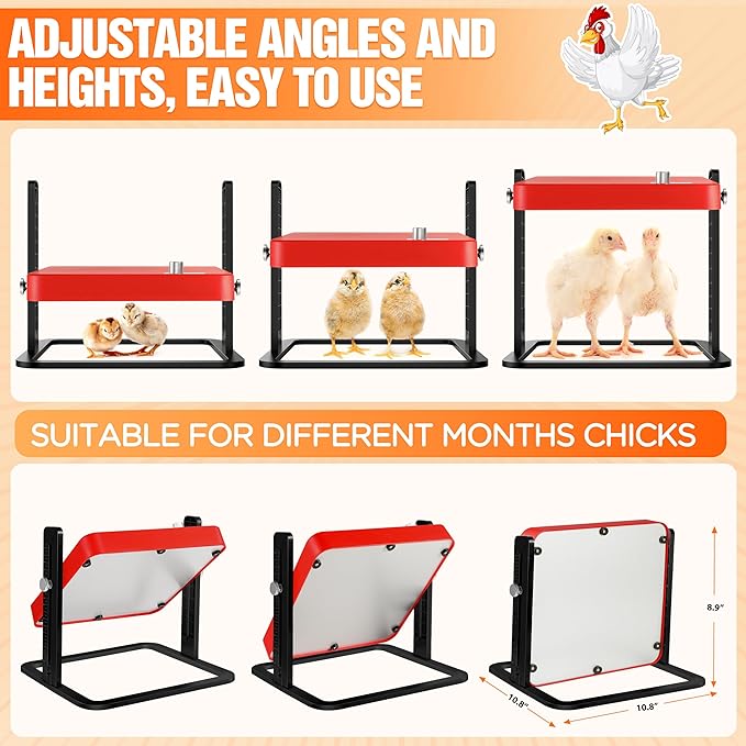 Chicken Coop Heater, Chicken Heater, Brooder Plate for Chicken Coop Accessories, with Adjustable Temp, Height and Angle, Chicken Heater for Coop, Temp Display Pet Warmer for Ducklings Kitten Puppy