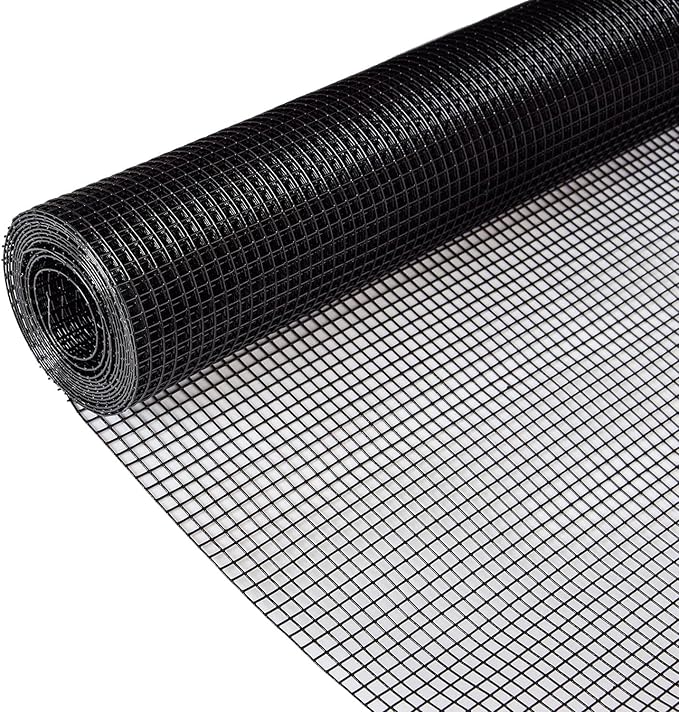 Black Vinyl Coated Hardware Cloth for Chicken Wire Fencing-1/4in Mesh AWG 21 Gauge 24in x 50ft Galvanized Welded Wire Mesh Roll-Poultry Cage, Rabbit Protection, Snake Proof, DIY Projects