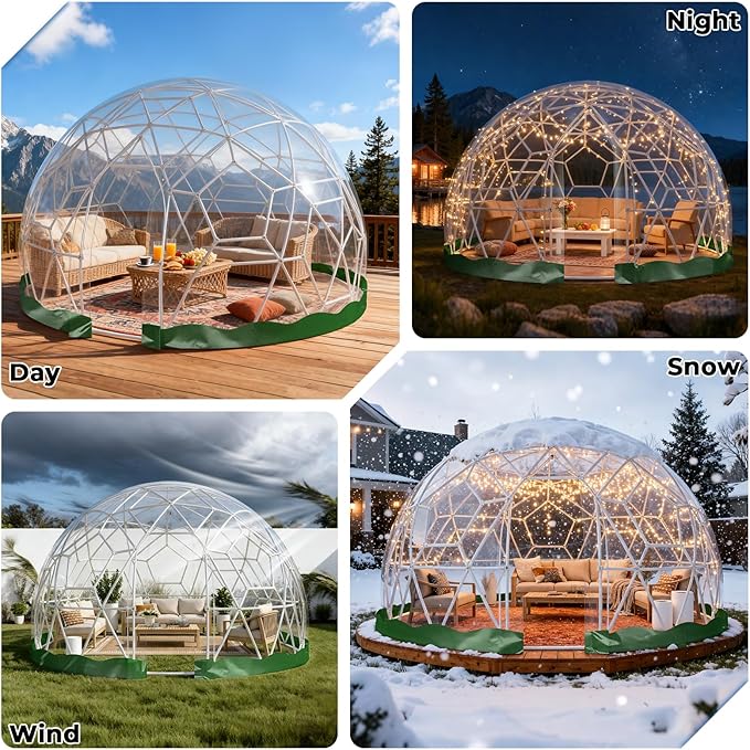 12 x 7.2 FT Garden Dome Tent, Outdoor TPU Greenhouse for 4-8 Person, Greenhouse Garden Tent with Window, Waterproof Clear Dome Tent Suitable for Camping, Party, Wedding, Christmas