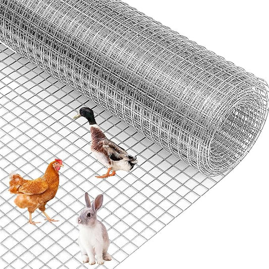 Hardware Cloth 1/2 inch - 36in x 100ft 19GA Heavy Duty Galvanized Chicken Wire Mesh Roll, Hot-Dipped After Welding for Chicken Coop, Rabbit Cages & Garden Fencing – Poultry Netting & Fencing