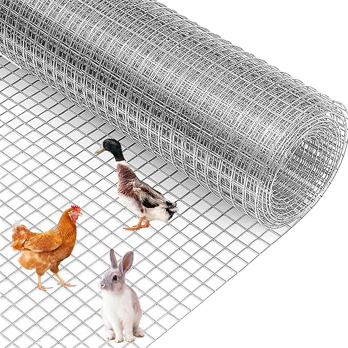 Hardware Cloth 1/2 inch - 48in x 50ft 19GA Heavy Duty Galvanized Chicken Wire Mesh Roll, Hot-Dipped After Welding for Chicken Coop, Rabbit Cages & Garden Fencing – Poultry Netting & Fencing