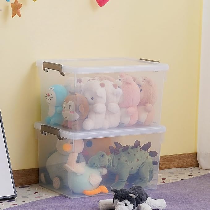 Citylife 48 Qt. Plastic Storage Bins with Lids Large Stackable Storage Containers for Organizing Clear Durable Storage Box, 4 Packs