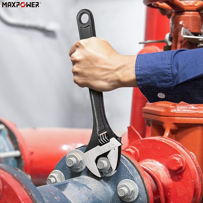 MAXPOWER Adjustable Wrench Set, Forged, Heat Treated, Black Phosphate Finish Adjustable Wrenches, 4 Pack (6-inch, 8-inch, 10-inch, 12-inch)