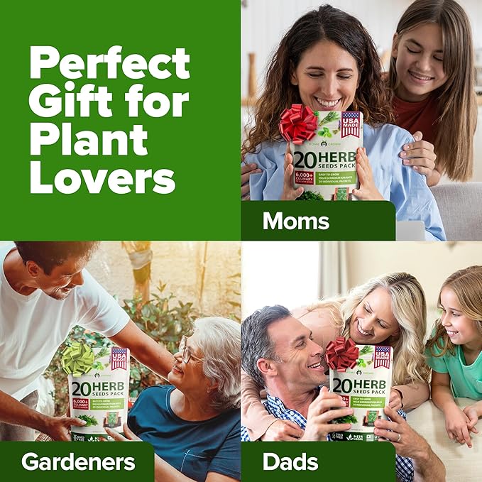 HOME GROWN Premium HERB Seeds Variety Pack - 20 Heirloom Herb Seeds for Planting - 6,000+ Non-GMO Seeds with Plant Markers - Indoor Outdoor Hydroponic Herb Garden - Culinary & Medicinal Herbs
