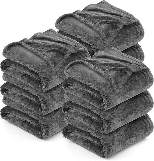 Utopia Bedding Grey 300GSM Fleece Blanket (Queen Size - 90x90 Inch) Luxury Soft Bed Blanket (Bulk Pack of 9)