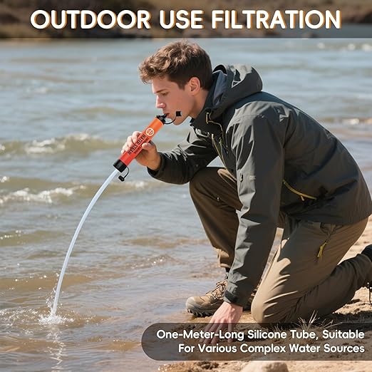 Emergency Water Filter Straws, Personal Water Filtration System, Reusable Water Purifier, Outdoor Emergency Survival Gear, Perfect for Hiking Camping Accessories Travel Fishing Preparedness (5PCS)