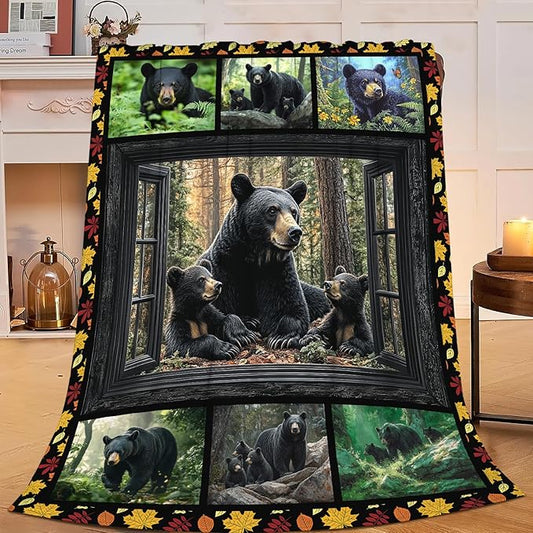 Bear Throw Blanket Farmhouse Bear Blankets Fleece Plush Flannel Super Soft Cozy Warm Lightweight Bears Decor Gifts for Boys Girls Kids Adults Men Women 40" x 50"