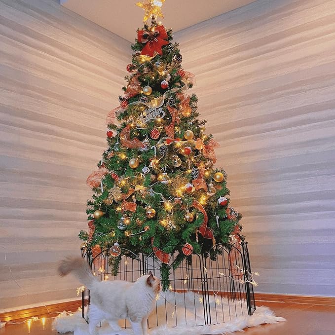 Decorative Garden Fence 17in x10ft, 10 Pack Rustproof Metal No Dig Fence Animal Barrier for Dog, Arched Flower Bed Edging Ornamental Wire Border Panel Fencing for Yard Patio Outdoor Decor