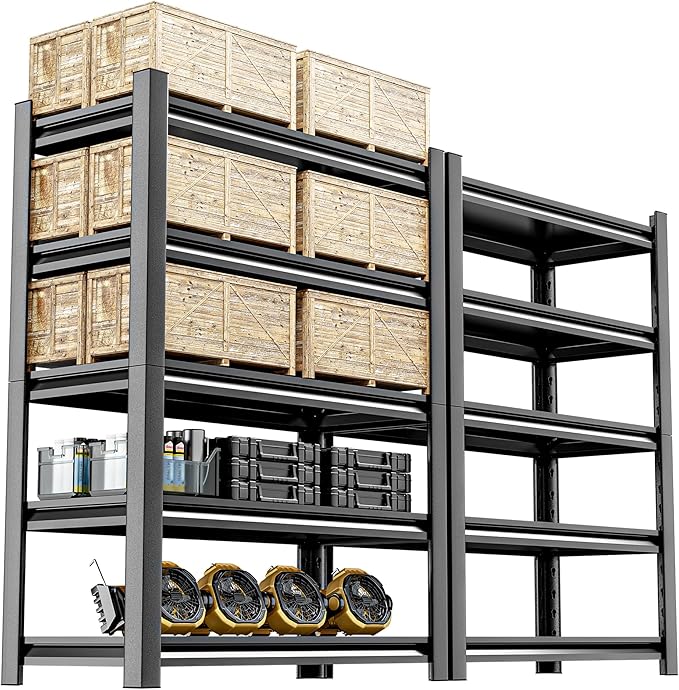 Heavy Duty Garage Shelving,72" Hx48 Wx24 D 5-Tier Storage Shelves,3000 lbs Capacity,Easy Assembly Adjustable Stainless Metal Shelf,Suitable for Garage Basement Office Farmhouse etc（2pcs）