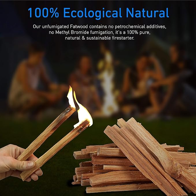 Eco-Stix Fatwood Fire Starter Kindling Firewood Sticks – 100% Organic – Firestarter for Wood Stoves, Fireplaces, Campfires, Bonfires, 25 Lbs