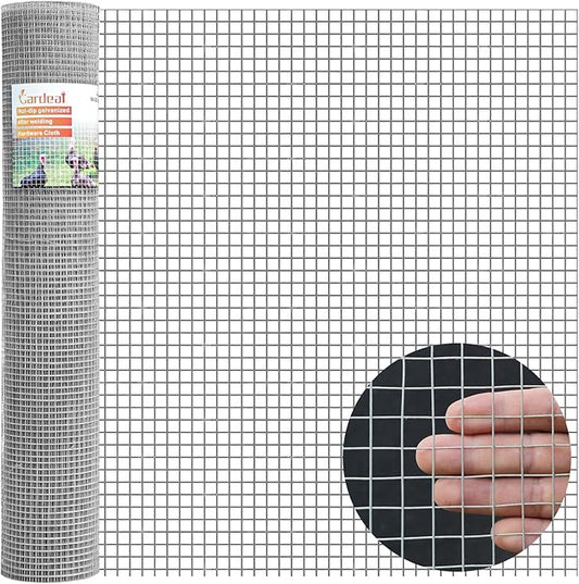 16in x 50ft 19 Gauge 1/2 Inch Hardware Cloth - Double Hot-Dipped Galvanized After Welding Steel Mesh - Duty Rust Proof Fencing for Gardens, Chicken Coops & Poultry Animal Netting Cage Screen