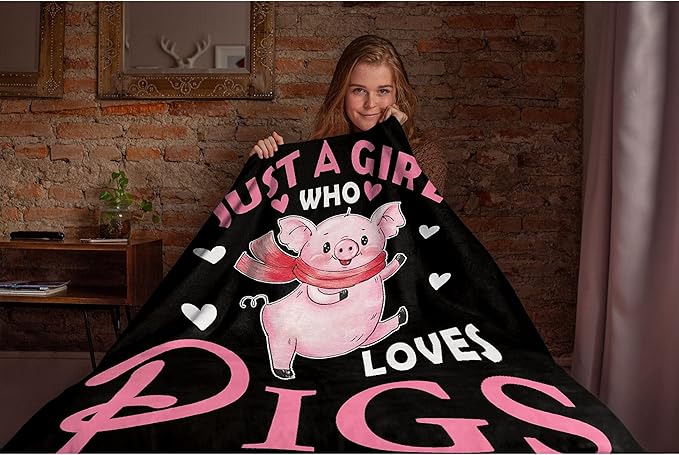 Just Girl Loves Pigs Blanket Soft Blankets and Throws Flannel Cozy Lightweight Quilt Gift Perfect for Bed Sofa Couch-120 x90 Extra Large for Family