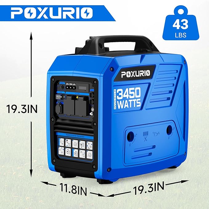 3450-Watt Dual Fuel Inverter Generator for Home Use, 1.6Gallon Large Fuel Tank Up to 8.3 Hours Use, 120V Gas Powered Generator Super Quiet - EPA Compliant
