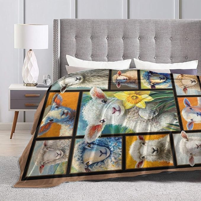 Cute Sheep Blanket Goat Animal Blankets Fleece Plush Flannel Super Soft Cozy Warm Lightweight Lamb Lover Decor Gifts for Boys Girls Kids Adults Men Women 50" x 60"