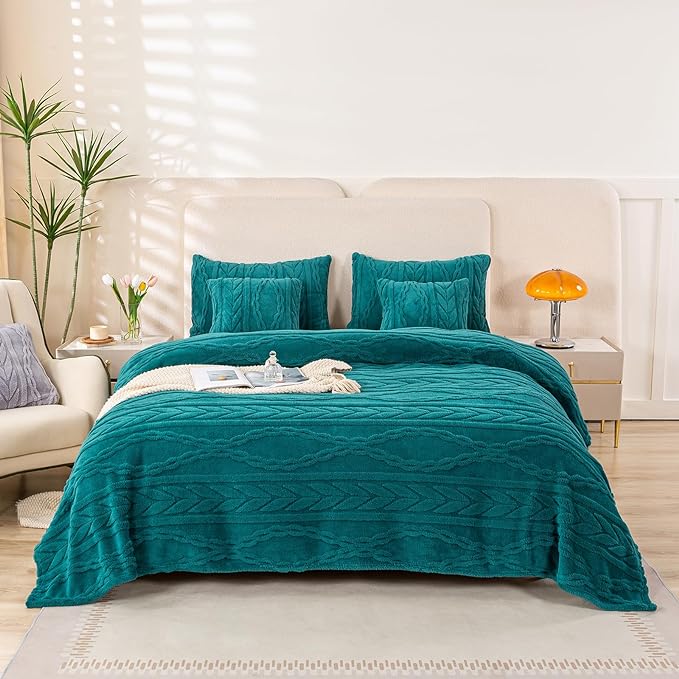 YUSOKI Sherpa Twin XL Blanket(Without Pillows)-3D Stylish Design Super Soft Blankets for Teen Girls Women Couch Bed Sofa Chair Men Boys Gift(Teal,65"x90")