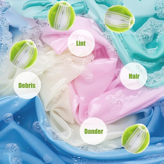 12 PCS Pet Hair Remover for Laundry, Reusable Dog & Cat Hair Remover for Laundry, Laundry Pet Hair Catcher for Clothes, Bedding, Won’t Damage Fabrics (Green)