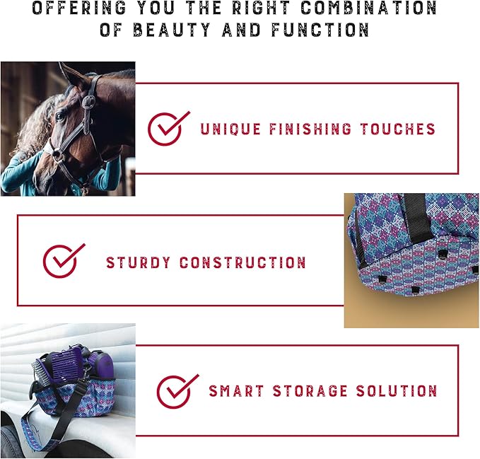 Weaver Leather Horse Grooming Kit, 7-Piece Brush Set with Organizer Tote Bag, Equine Care, Horse Tack Room Equipment, Grooming Supplies