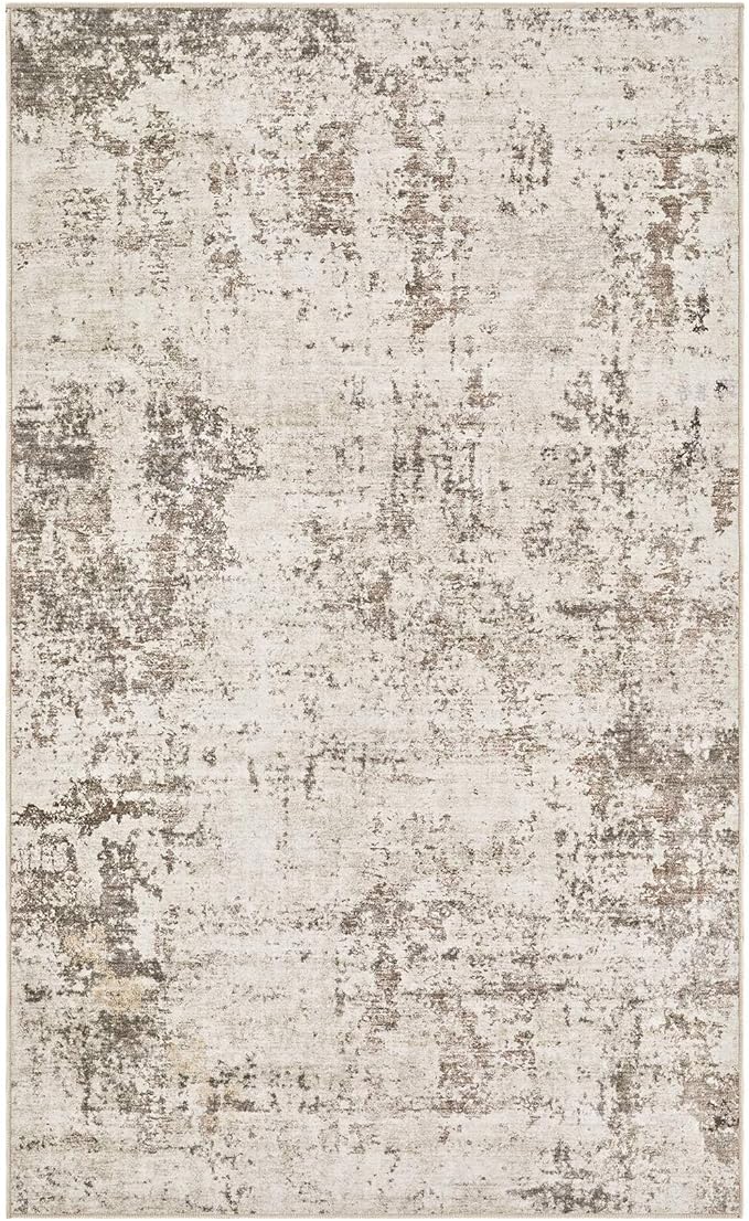 3x5 Area Rug Living Room Rugs - Washable Neutral Modern Abstract Soft Thin Rug Indoor Floor No Slip Rug Carpet for Bedroom Under Dining Table Home Office Decor - Dark Brown