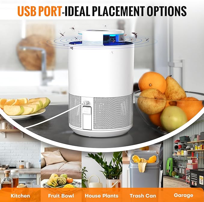 Mosalogic Fruit Fly Trap for Indoors Indoor Gnat Traps for House Use Upgraded Flying Insect Catcher - Trapper & Killer for Fruit Flies, Gnats, Mosquitoes, Plants Moths with 5 PCS Refills White