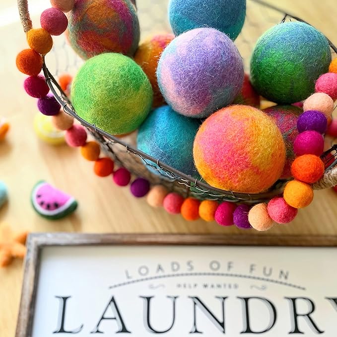Friendsheep Wool Dryer Balls, Organic Reusable Fabric Softener Alternative for Laundry, Handmade, Fair Trade, Hypoallergenic, Eco-Friendly, Plastic-Free (6 Pack XL - Galxy Tie Dye)
