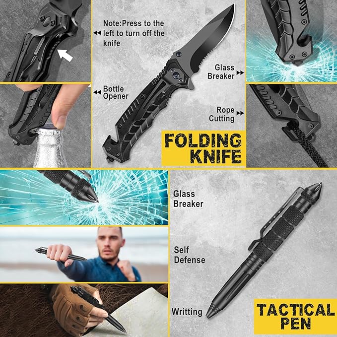 Gifts for Men Him Dad Husband, 28-In-1-Survival Kits, Men's Gifts Survival Gear, Stocking Stuffers for Men Christmas Birthday Gifts, Unique Cool Gadgets Gifts for Camping, Hiking, Hunting
