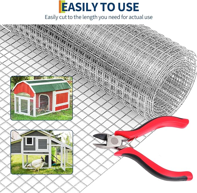 Hardware Cloth 1/2 inch - 48in x 100ft 19GA Heavy Duty Galvanized Chicken Wire Mesh Roll, Hot-Dipped After Welding for Chicken Coop, Rabbit Cages & Garden Fencing – Poultry Netting & Fencing