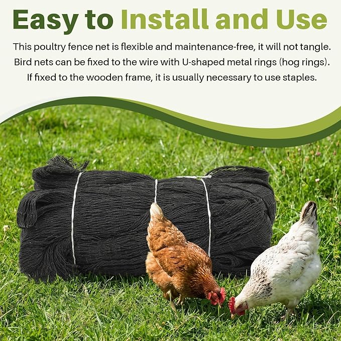 25 x 25 ft Aviary Bird Netting Commercial Grade Heavy Duty Knotted 1 inch Mesh for Chicken Netting Poultry Net Aviary Gamefowl Garden Blueberries Fruit Trees
