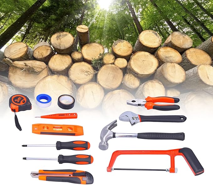 FIXMAN 13Pcs Household Tool Kit Repair Hand Tools Set High Carbon Steel ABS Plastic Storage Box for Home Apartment Maintenance DIY Projects AC DC 12250V JYS0031