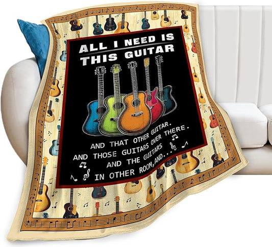 Guitar Blanket, Music Guitar Throw Blanket Gifts Blankets Stuff Fleece Flannel Plush for Girls Women Men Boys Lovers Adults Soft Bedding Gift for Sofa Bed Office Home Decor 60"x50"