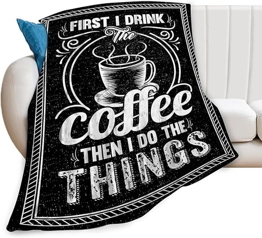 Coffee Blanket Gifts for Girls Boys Soft Warm Plush Coffee Cafe Throw Blanket Flannel Fleece Fuzzy Blankets for Kids Lover Bed Couch Living Room Decor 80"X60"