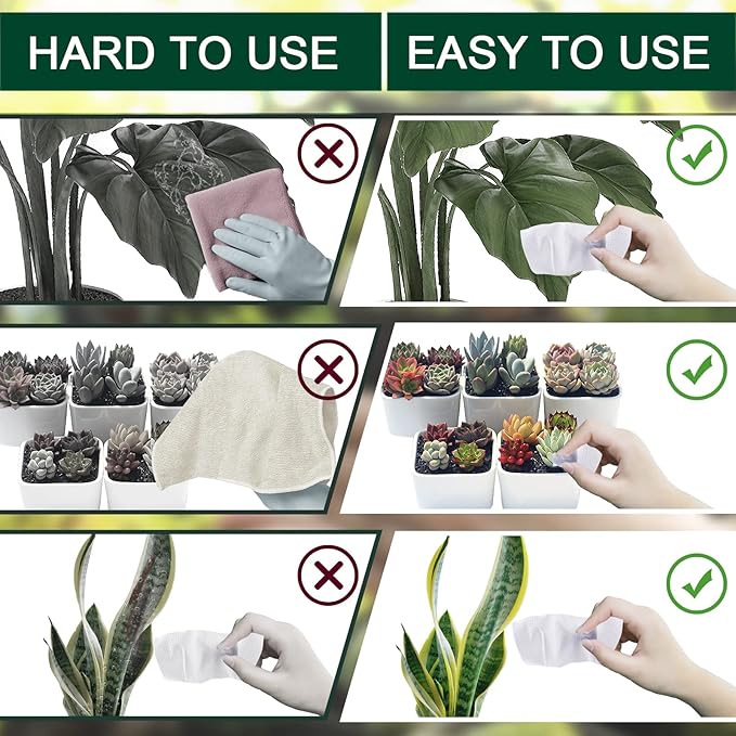 Plants Cleaning Wipes for Leaf Shine, Clean and Photosynthesis, Leaf Cleaner for House Plants Outdoor Plants (80 Wipes)