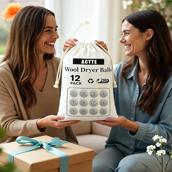 Wool Dryer Balls Laundry, XXL(3.1") 12 Pack, Premium Fabric Softener Ball, Reusable, Anti Static, Chemical Free Natural Wool Balls for Dryer, Laundry Dryer Balls – 100% New Zealand Wool