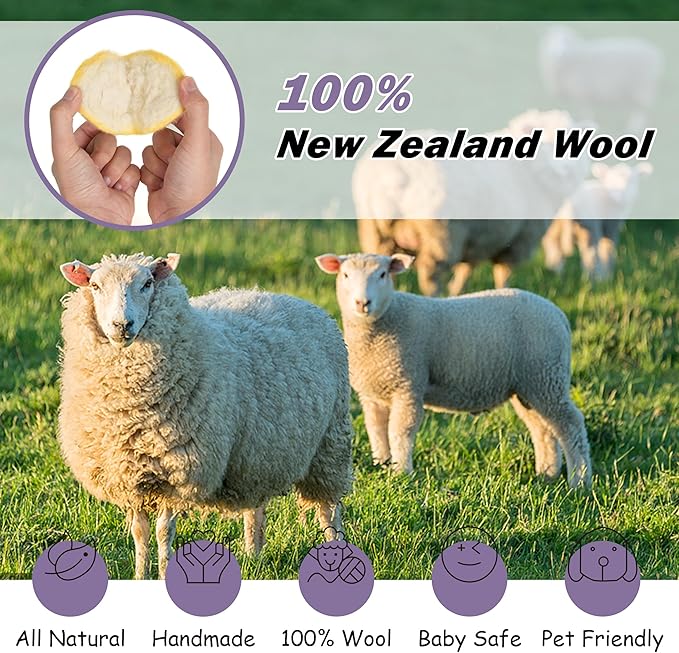 Wool Dryer Balls XL Size 6 Pack - Fun Dryer Balls with Ocean Pattern Cute Dryer Balls Laundry Reusable Anti Static Handmade New Zealand Wool Balls (Cute Ocean Pattern)