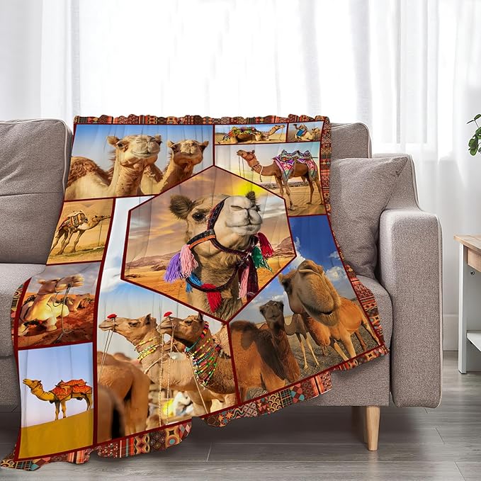Camel Blanket Ultra Soft Cozy Camel Throw Blanket Fleece Fuzzy Plush Bedding Desert Camel Lovers Gifts for Women Girls Kids Adults 60"x50"