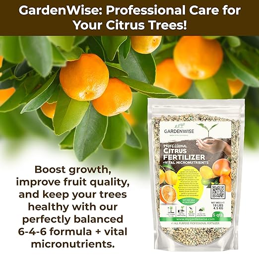 Professional Citrus Fertilizer + Vital Micronutrients; Perfect Balanced NPK for All Citrus; for Indoor and Outdoor Plants; Orange, Lime, Avocado and Lemon Tree Fertilizer (4 QUARTS)