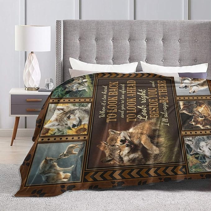 Wolf Fleece Blanket Wildlife Throw Blankets for Girls Boys Super Soft Warm Flannel Animal Throws Gifts for Men Women Cozy Fuzzy Plush Stuffed Couch Bed Bedding Decor 80"X60"