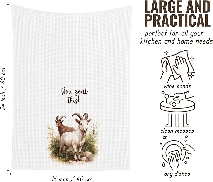 InnoBeta Funny Goat Gifts, Hand Kitchen Towel 2 Pack, 16 x 24 in Microfiber Dish Tea Towel, You Goat This