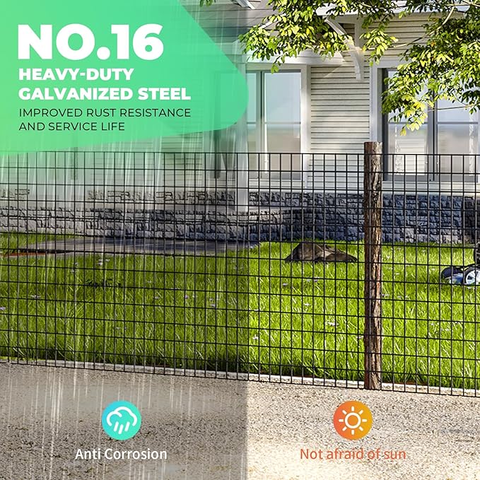 Garden Fence Black PVC Coated Welded Wire Fencing 48 Inch x 50 Foot, 2 Inch x 3 Inch 16GA, Garden Border Fencing Roll Vinyl Coating Metal Wire Mesh for Yard Vegetable Plant Protection Poultry Netting